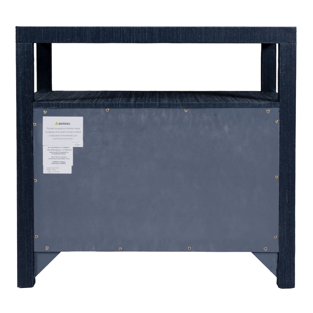 Nora 28 in. W Raffia 2 Drawer Nightstand with Top Open Shelf, Blue. Picture 9