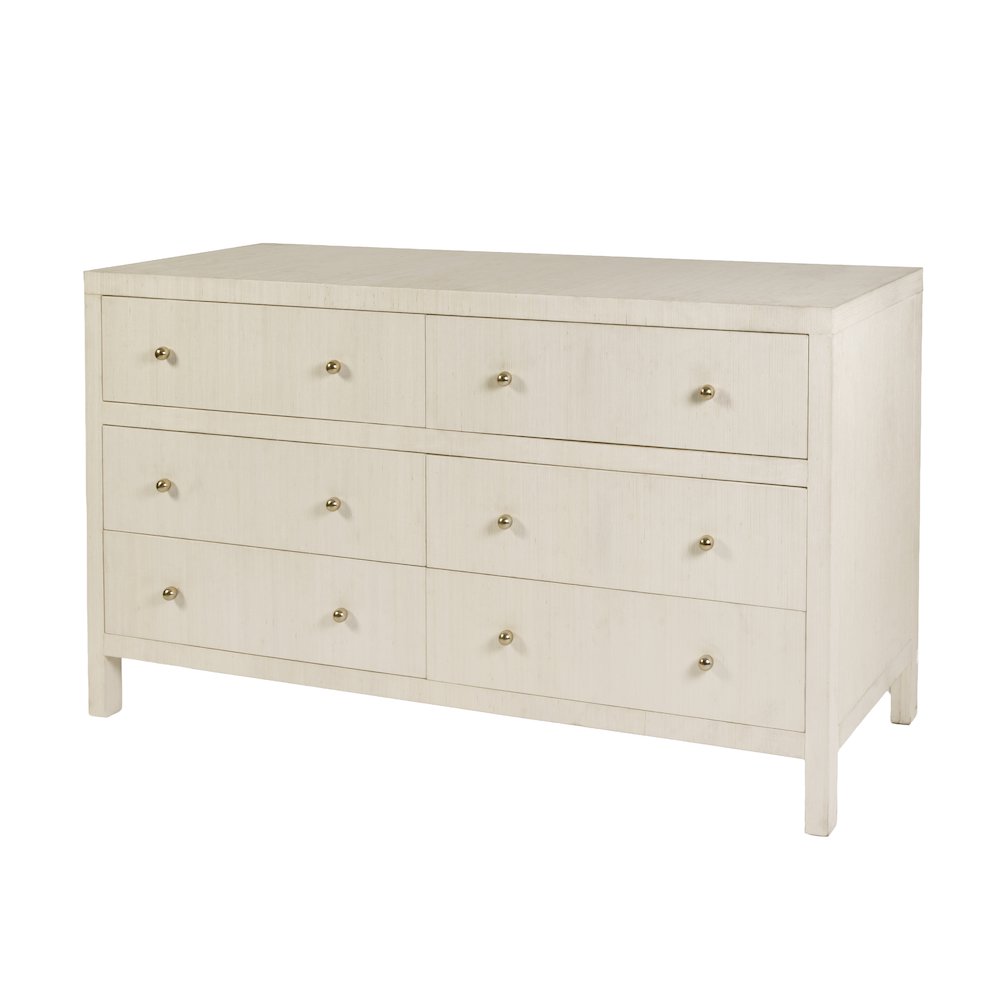 Nora 60 in. W Raffia 6 Drawer Dresser, Beige. Picture 1