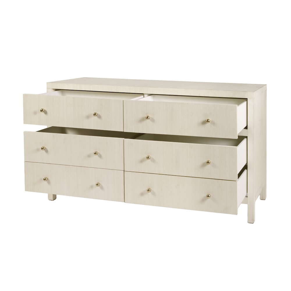 Nora 60 in. W Raffia 6 Drawer Dresser, Beige. Picture 4