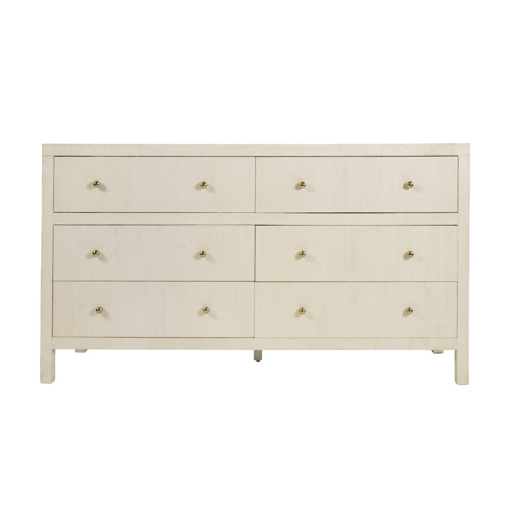 Nora 60 in. W Raffia 6 Drawer Dresser, Beige. Picture 6