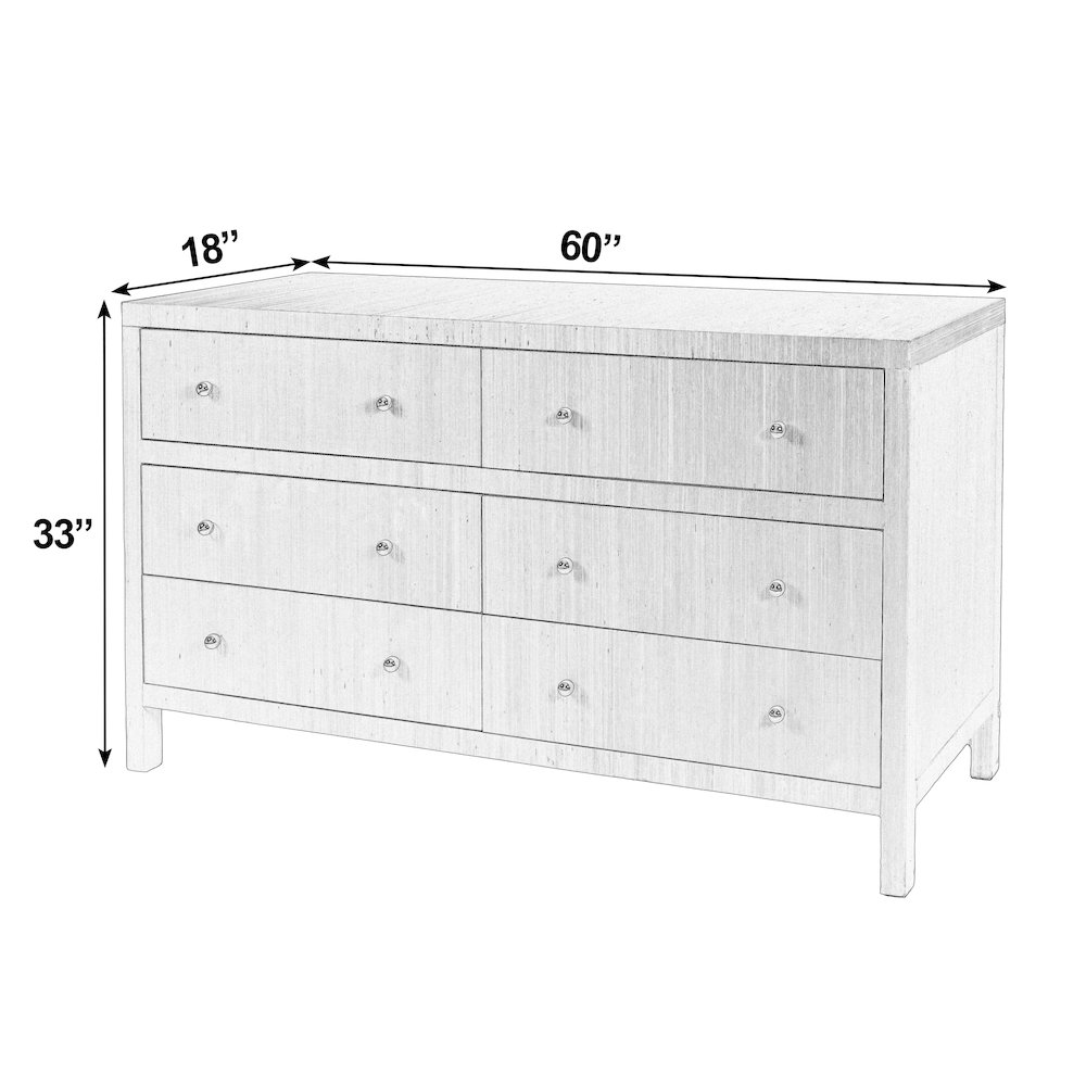 Nora 60 in. W Raffia 6 Drawer Dresser, Beige. Picture 3