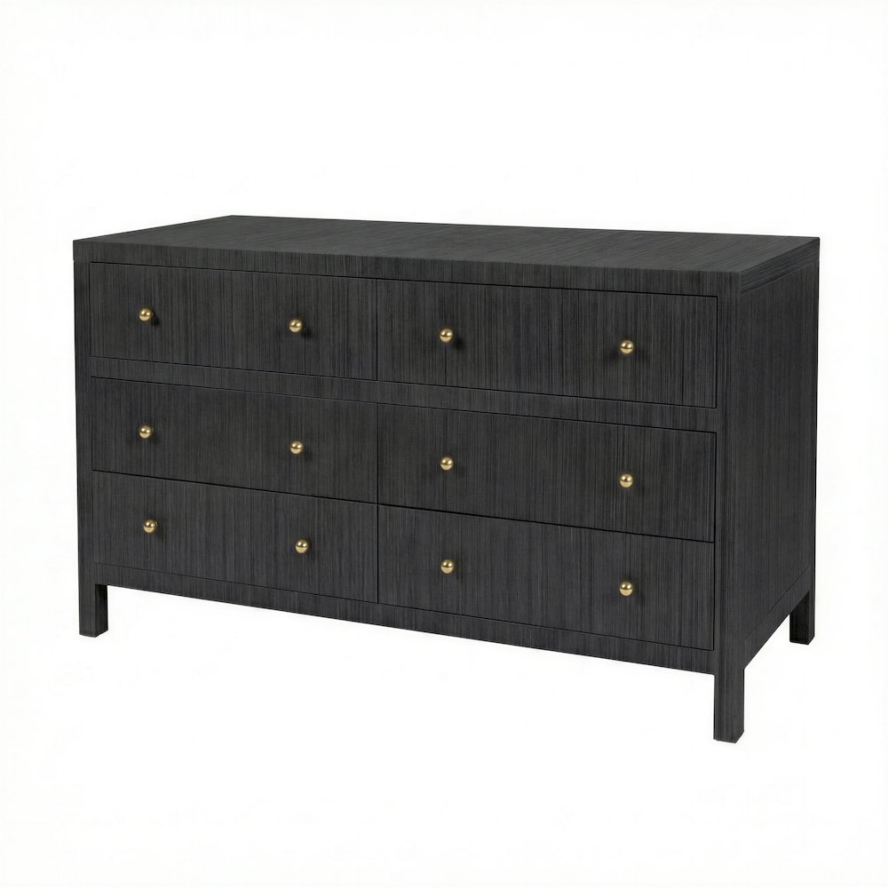 Nora 60 in. W Raffia 6 Drawer Dresser, Gray. Picture 1