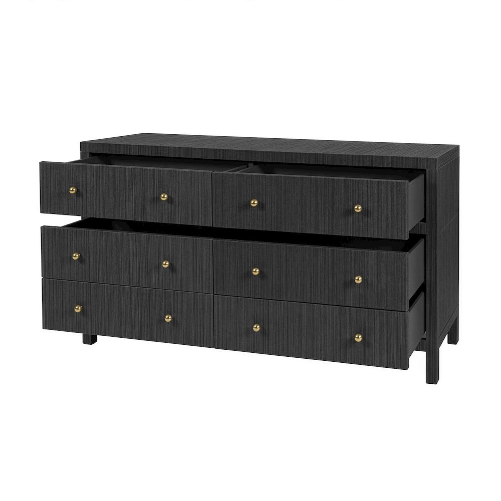 Nora 60 in. W Raffia 6 Drawer Dresser, Gray. Picture 4