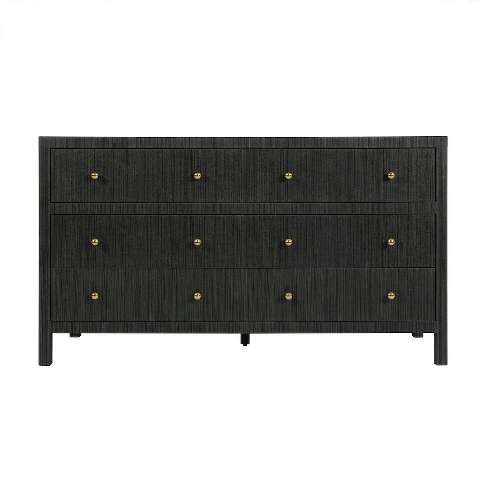 Nora 60 in. W Raffia 6 Drawer Dresser, Gray. Picture 5