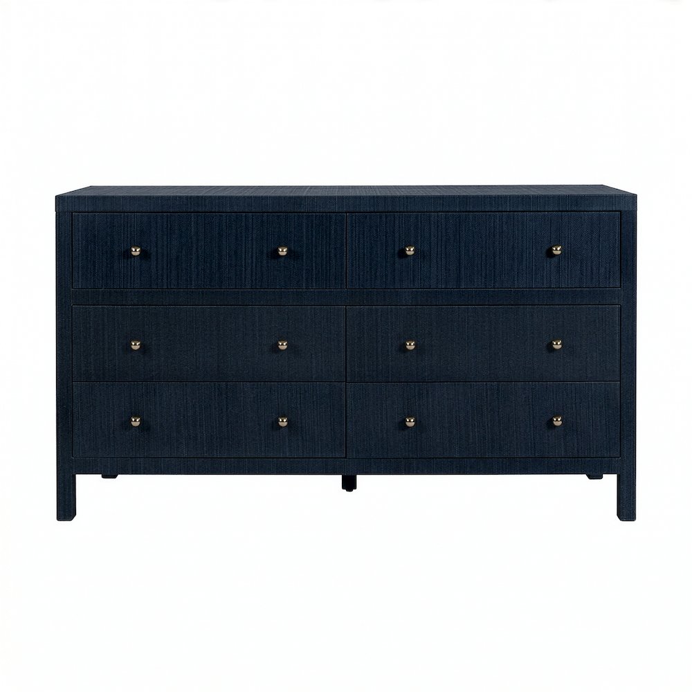 Nora 60 in. W Raffia 6 Drawer Dresser, Blue. Picture 5
