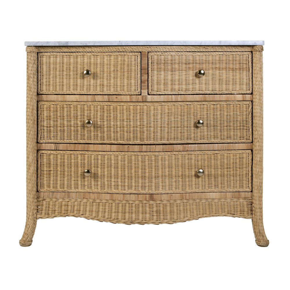 McLean 42 in. W Marble Top and Rattan 2 Drawer Single Bathroom Vanity, Natural. Picture 6