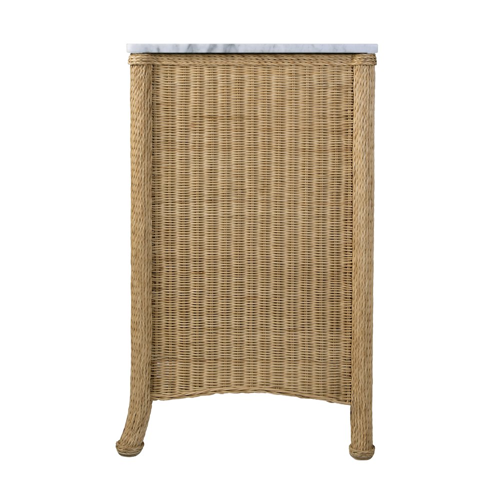 McLean 42 in. W Marble Top and Rattan 2 Drawer Single Bathroom Vanity, Natural. Picture 7