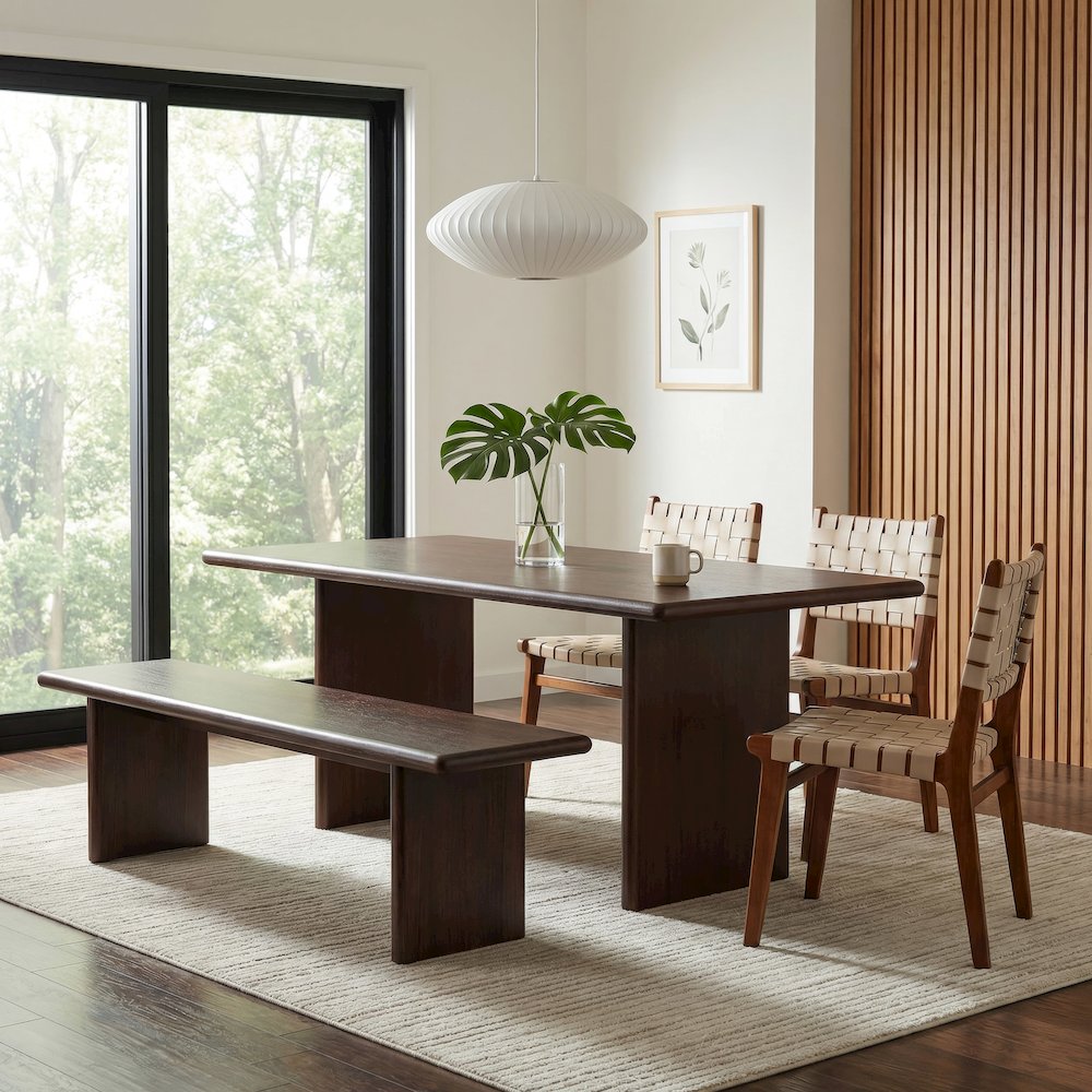 Halmstad 64 in. W Wood Dining Bench, Brown. Picture 2