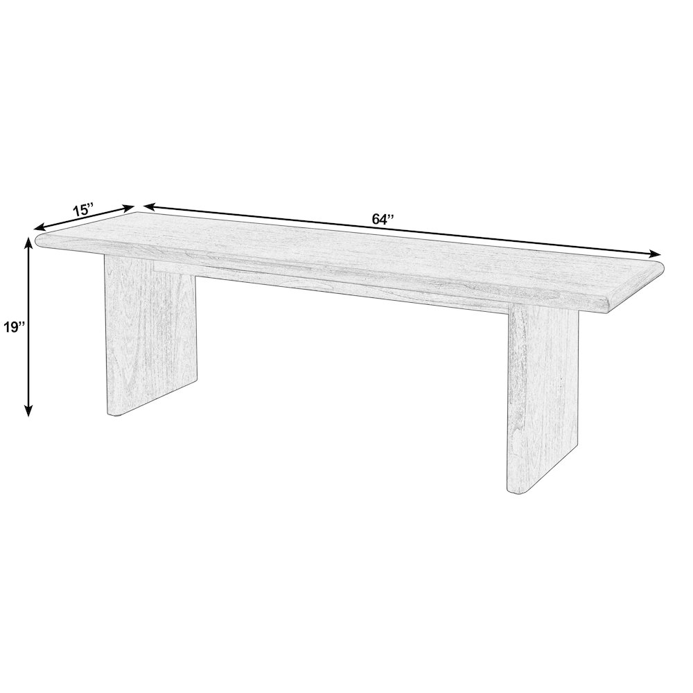 Halmstad 64 in. W Wood Dining Bench, Brown. Picture 3
