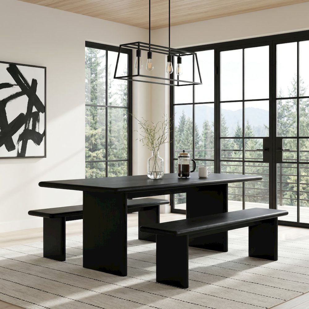 Halsmstad 64 in. W Wood Dining Bench, Black. Picture 2