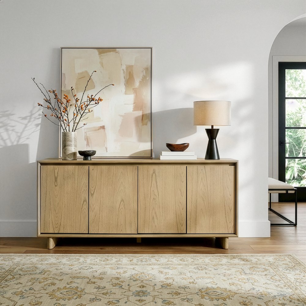 Halmstad 63 in. W Wood Sideboard with Interior Storage, Light Brown. Picture 2