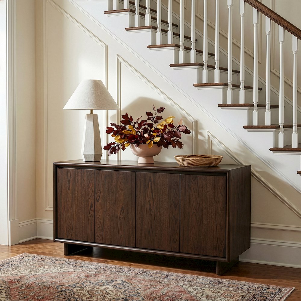 Halmstad 63 in. W Wood Sideboard with Interior Storage, Brown. Picture 2