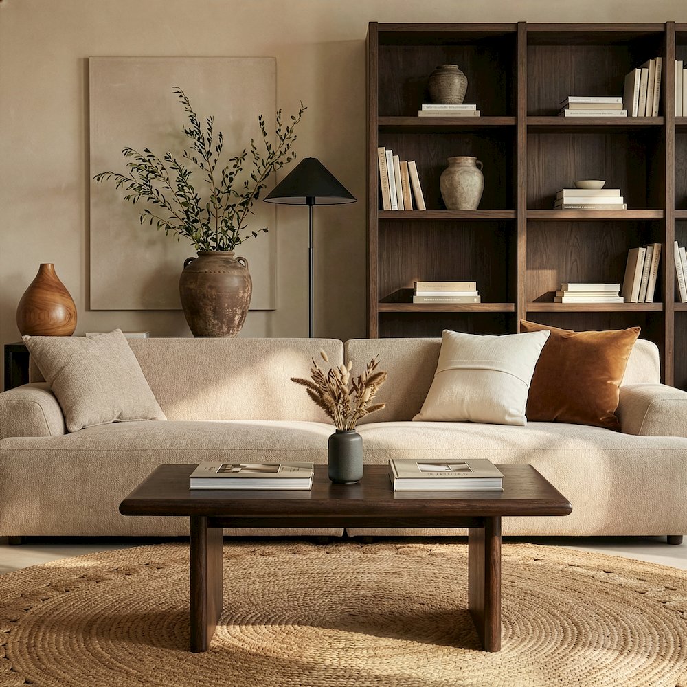 Halmstad 42 in. W Rectangular Wood Coffee Table, Brown. Picture 2