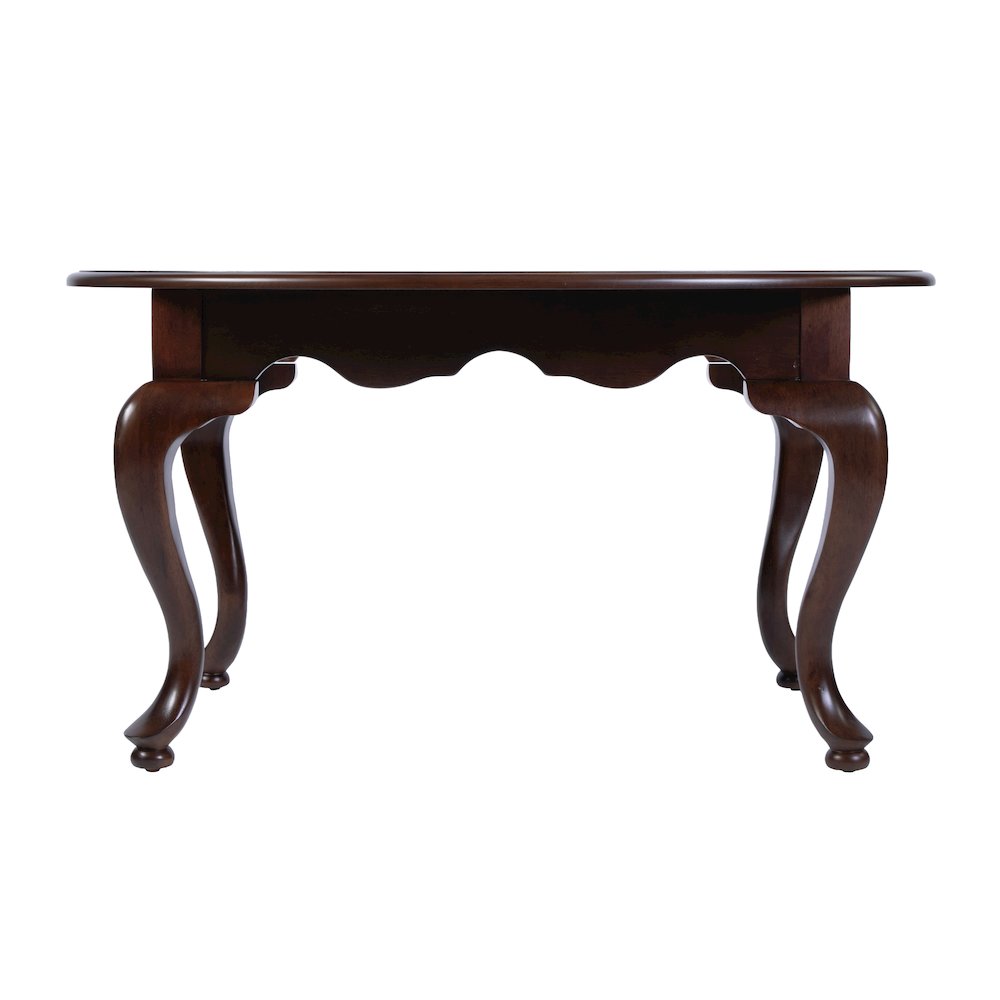 Mareo 38 in. W Oval Wood Traditional Queen Anne Coffee Table, Cherry. Picture 5