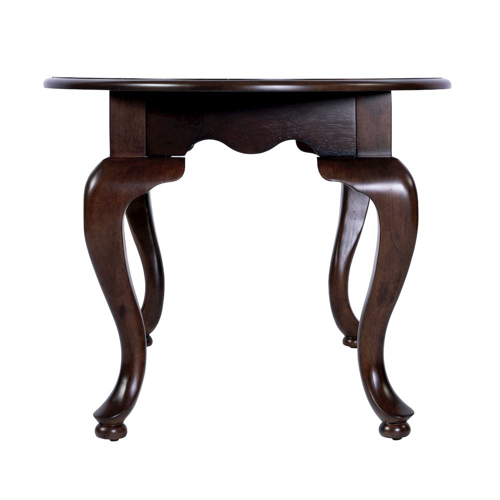 Mareo 38 in. W Oval Wood Traditional Queen Anne Coffee Table, Cherry. Picture 6