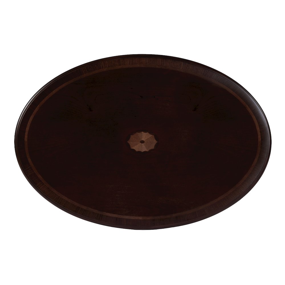 Mareo 38 in. W Oval Wood Traditional Queen Anne Coffee Table, Cherry. Picture 7