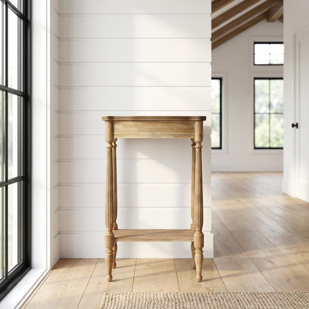 Distressed Console Table with 4 Legs, Transitional Entryway Sofa Table, Brown. Picture 2