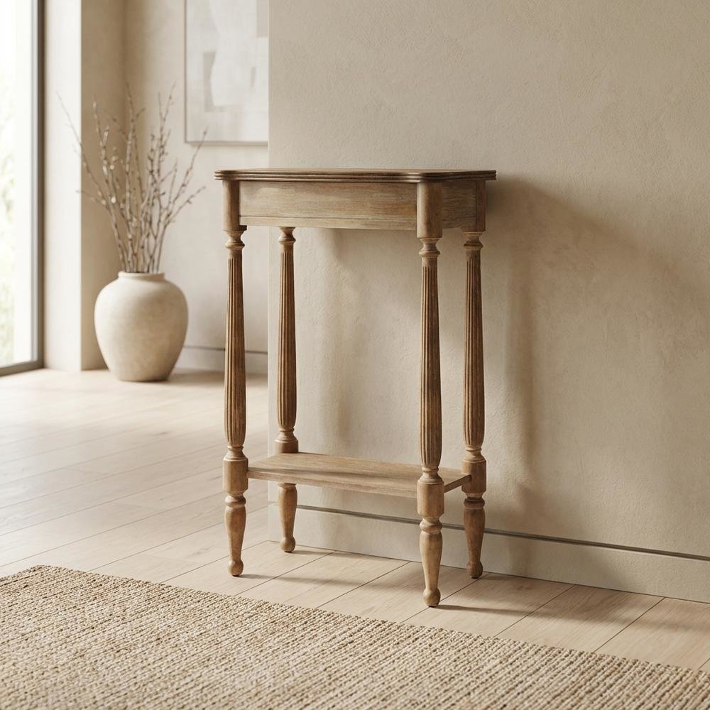 Distressed Console Table with 4 Legs, Transitional Entryway Sofa Table, Brown. Picture 3
