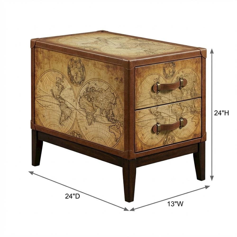 Traditional Chairside Table with 2 Drawers, Side End Table for Living Room. Picture 4