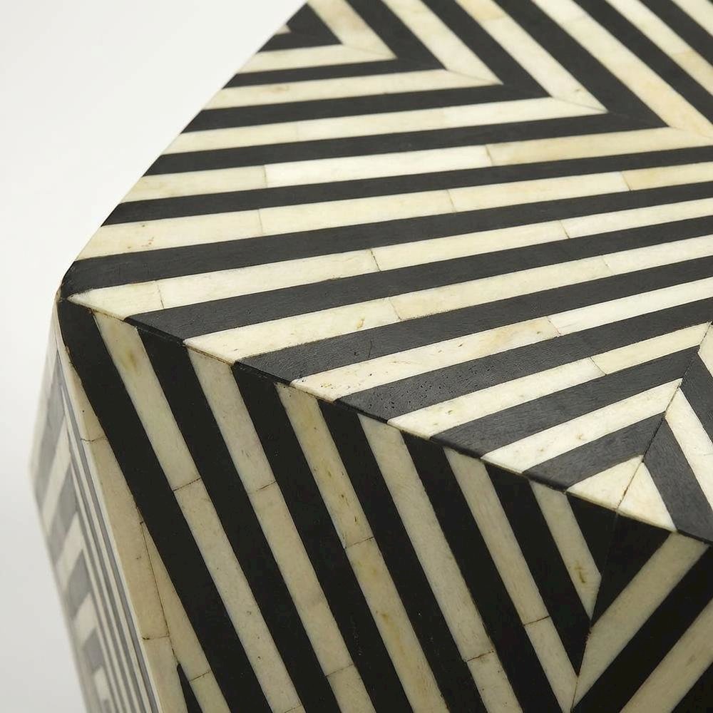 Geometric Square Side Table, Modern Bone Inlay Accent Table for Living Room. Picture 6