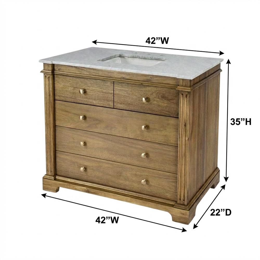 42 Inch Bathroom Vanity with Top – Light Brown Vanity Cabinet Design. Picture 7