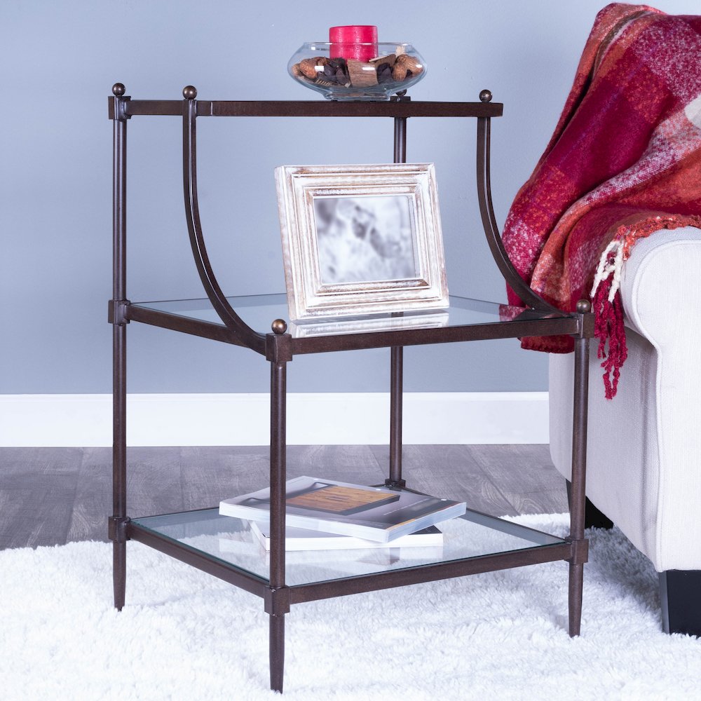 Peninsula Metal & Glass Side Table, Bronze. Picture 12