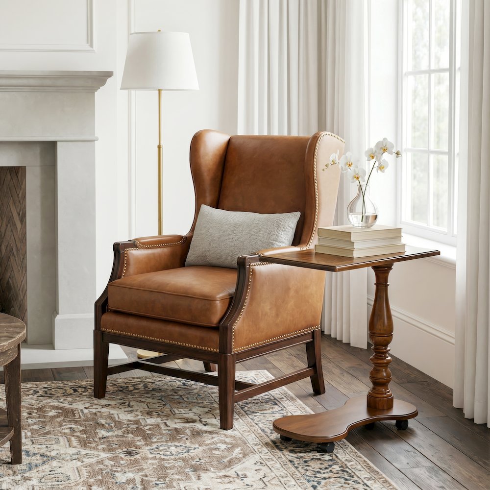 Mabry Mobile Tray Table, Medium Brown. Picture 4