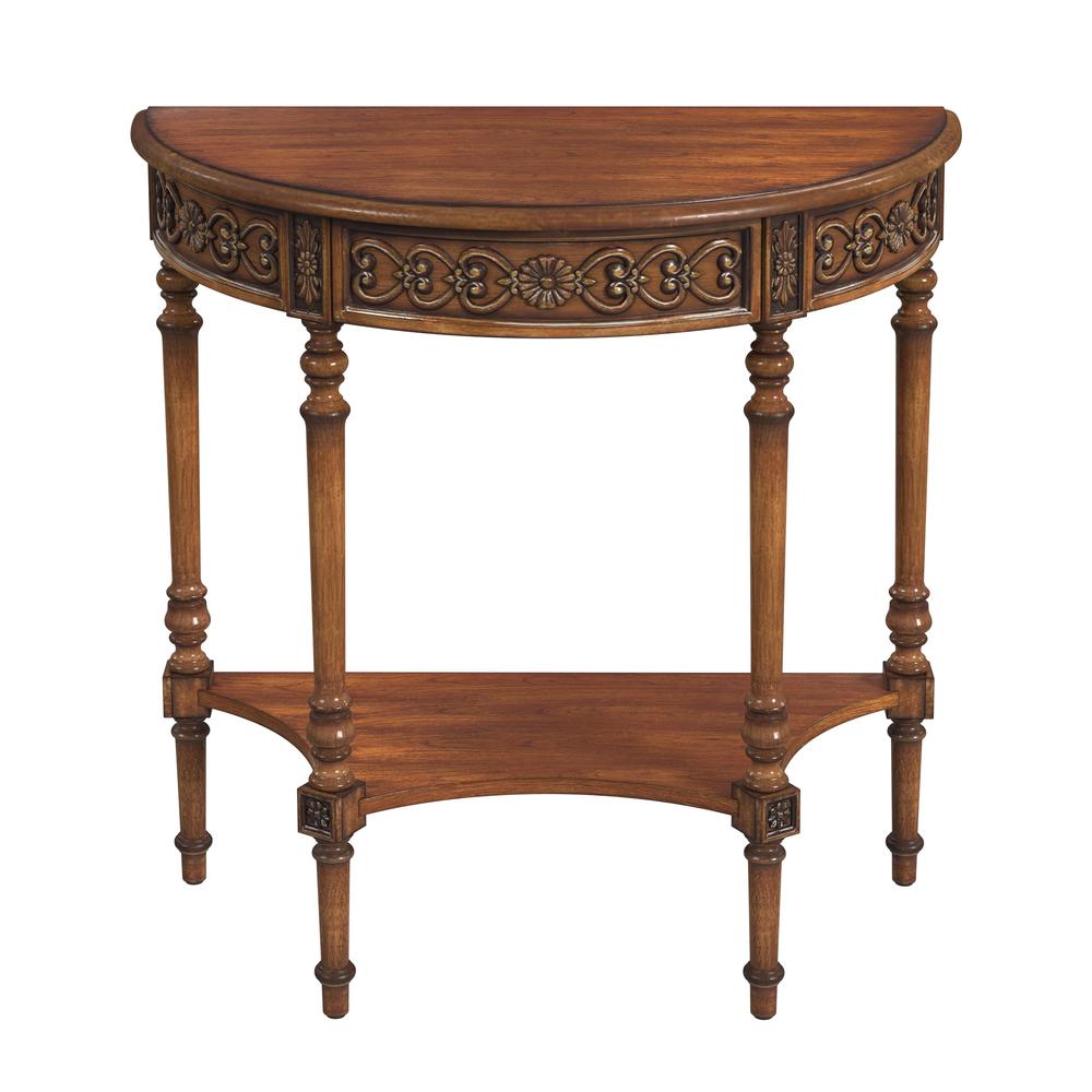 Danelle Demilune Console Table, Medium Brown. Picture 1