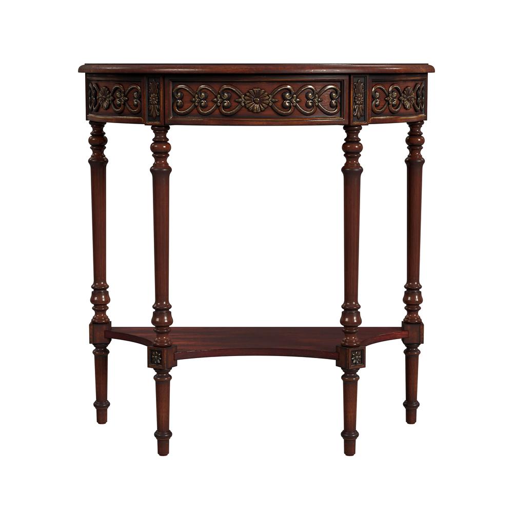 Danelle Demilune 30" Console Table, Dark Brown. Picture 2