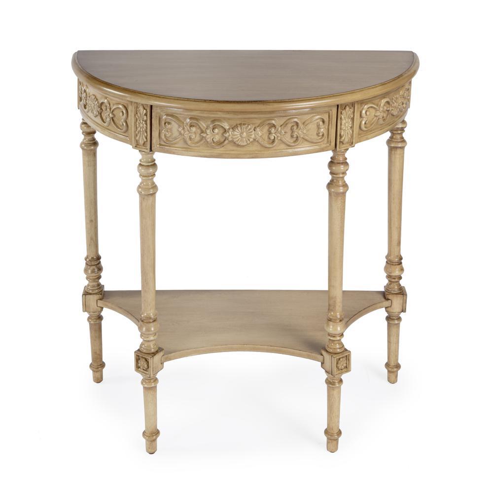 Danielle 30" Demilune Console Table, Beige. Picture 1