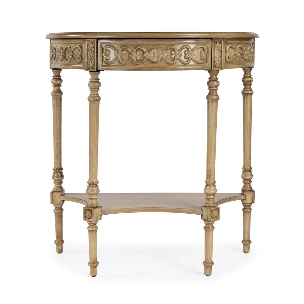 Danielle 30" Demilune Console Table, Beige. Picture 3