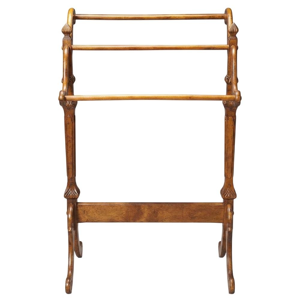 Wooden Blanket Stand with Trestle Base, Traditional Quilt Rack, Vintage Oak. Picture 1