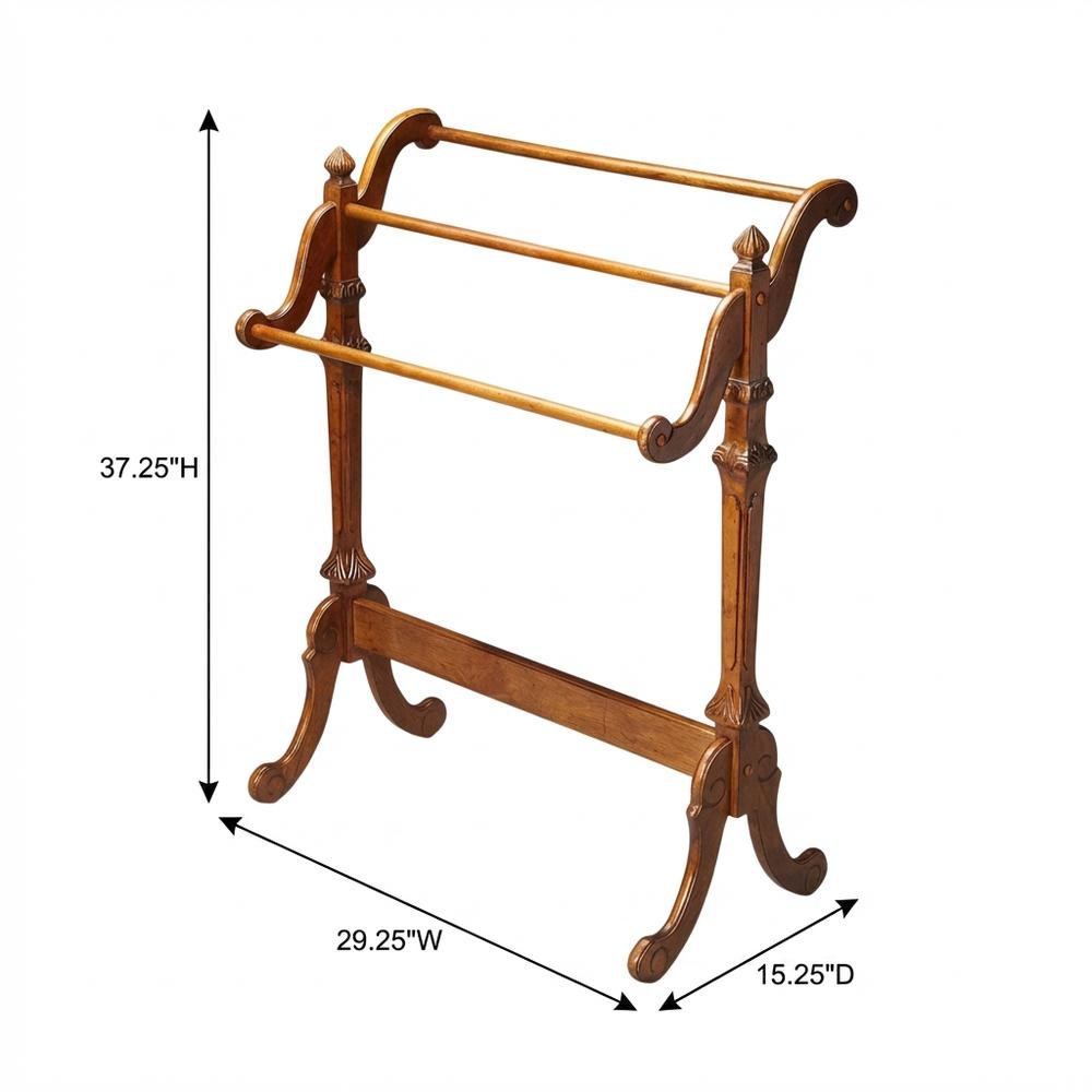 Wooden Blanket Stand with Trestle Base, Traditional Quilt Rack, Vintage Oak. Picture 4