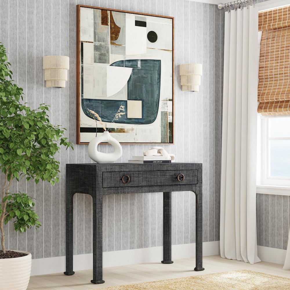 Chatham Raffia Console Table, Charcoal. Picture 2