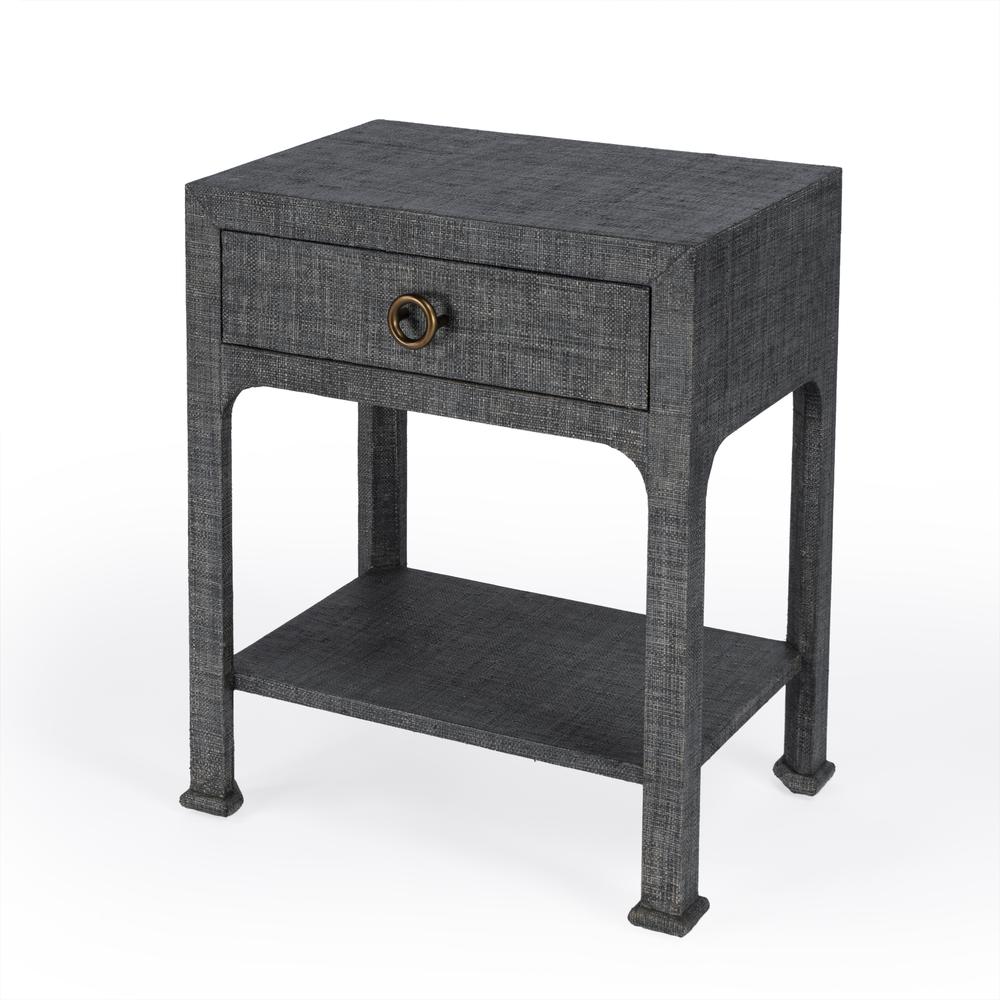 Chatham Raffia Nightstand, Charcoal. Picture 1