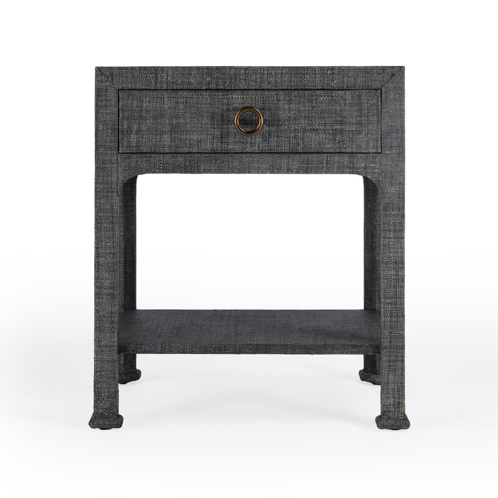 Chatham Raffia Nightstand, Charcoal. Picture 4