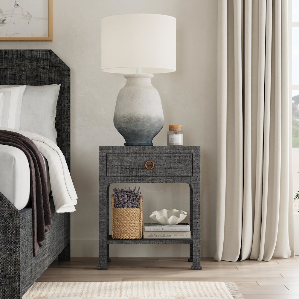 Chatham Raffia Nightstand, Charcoal. Picture 8