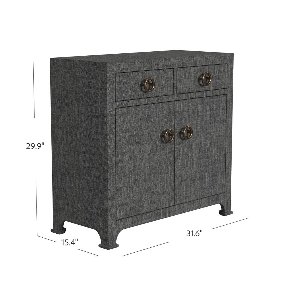 Chatham 2-Drawer Raffia Cabinet, Charcoal. Picture 6