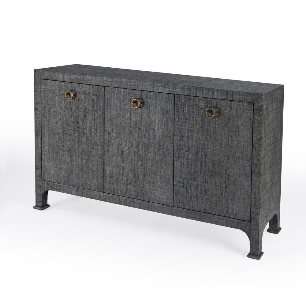 Chatham 3-Drawer Raffia 60" Sideboard, Charcoal. Picture 1