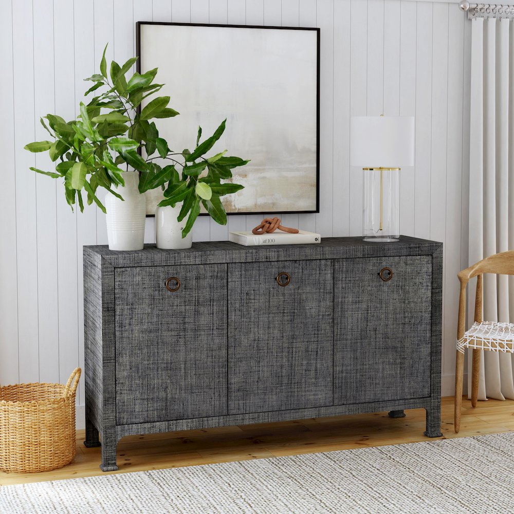 Chatham 3-Drawer Raffia 60" Sideboard, Charcoal. Picture 8