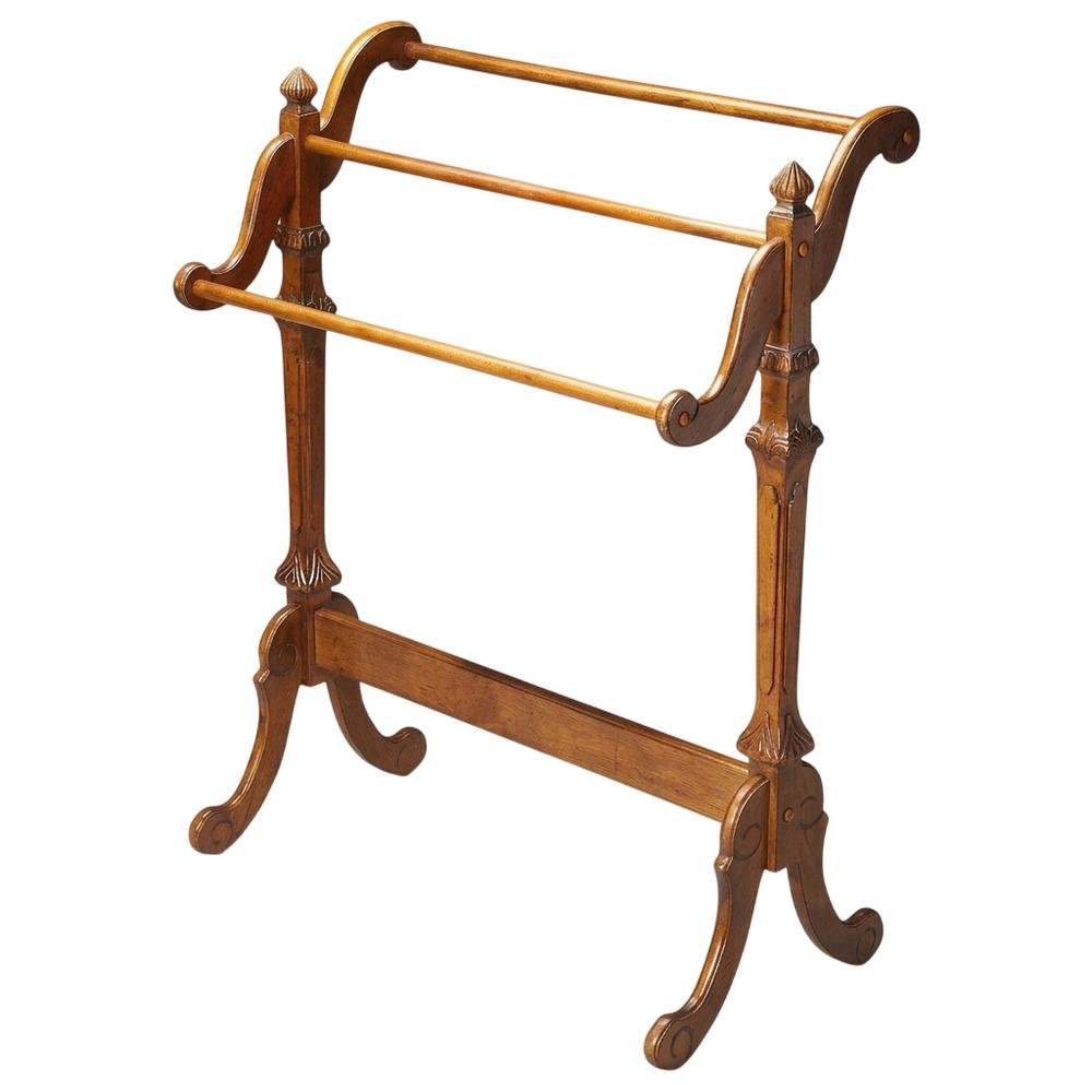 Wooden Blanket Stand with Trestle Base, Traditional Quilt Rack, Vintage Oak. Picture 5