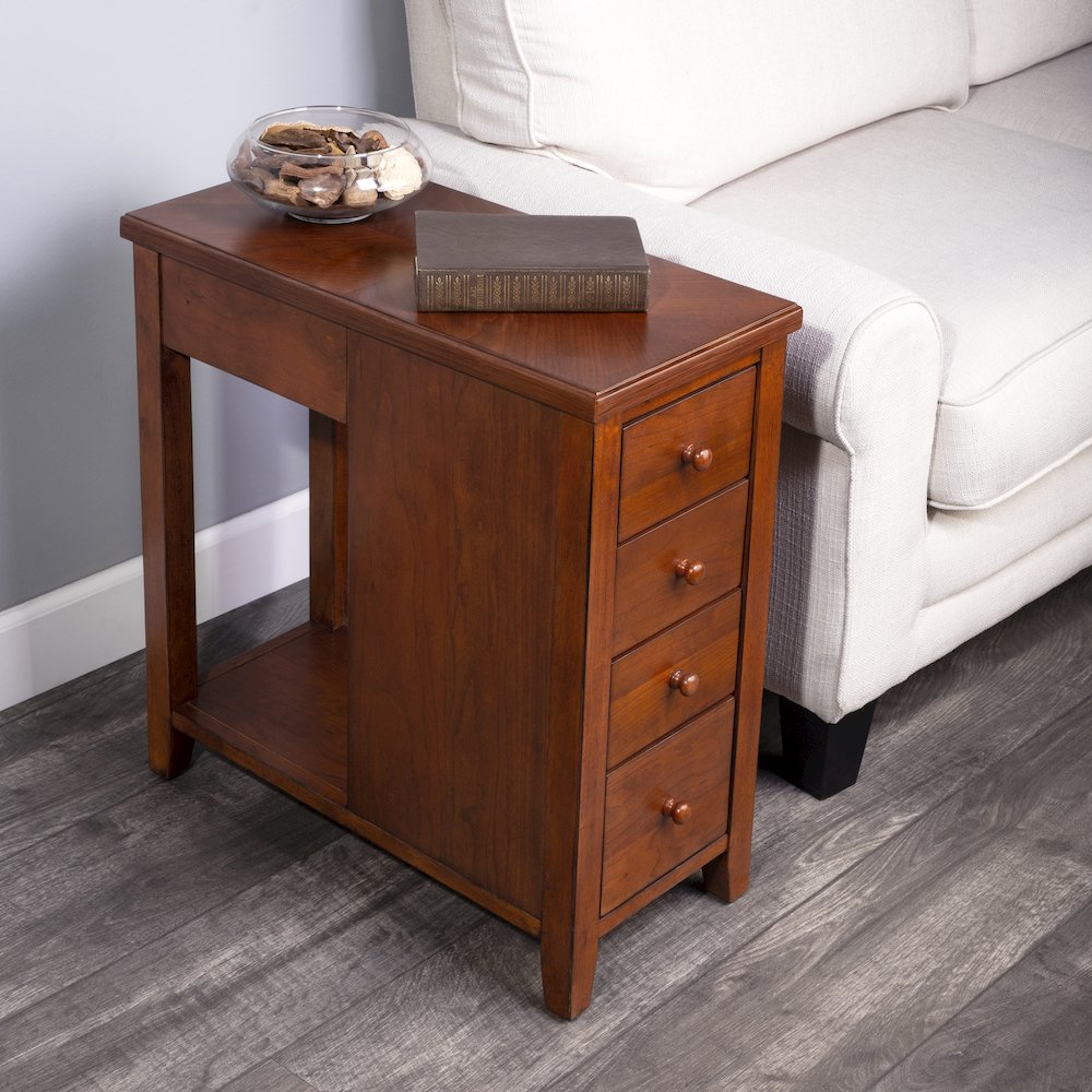 Kelton 4 Drawer Side Table, Medium Brown. Picture 10