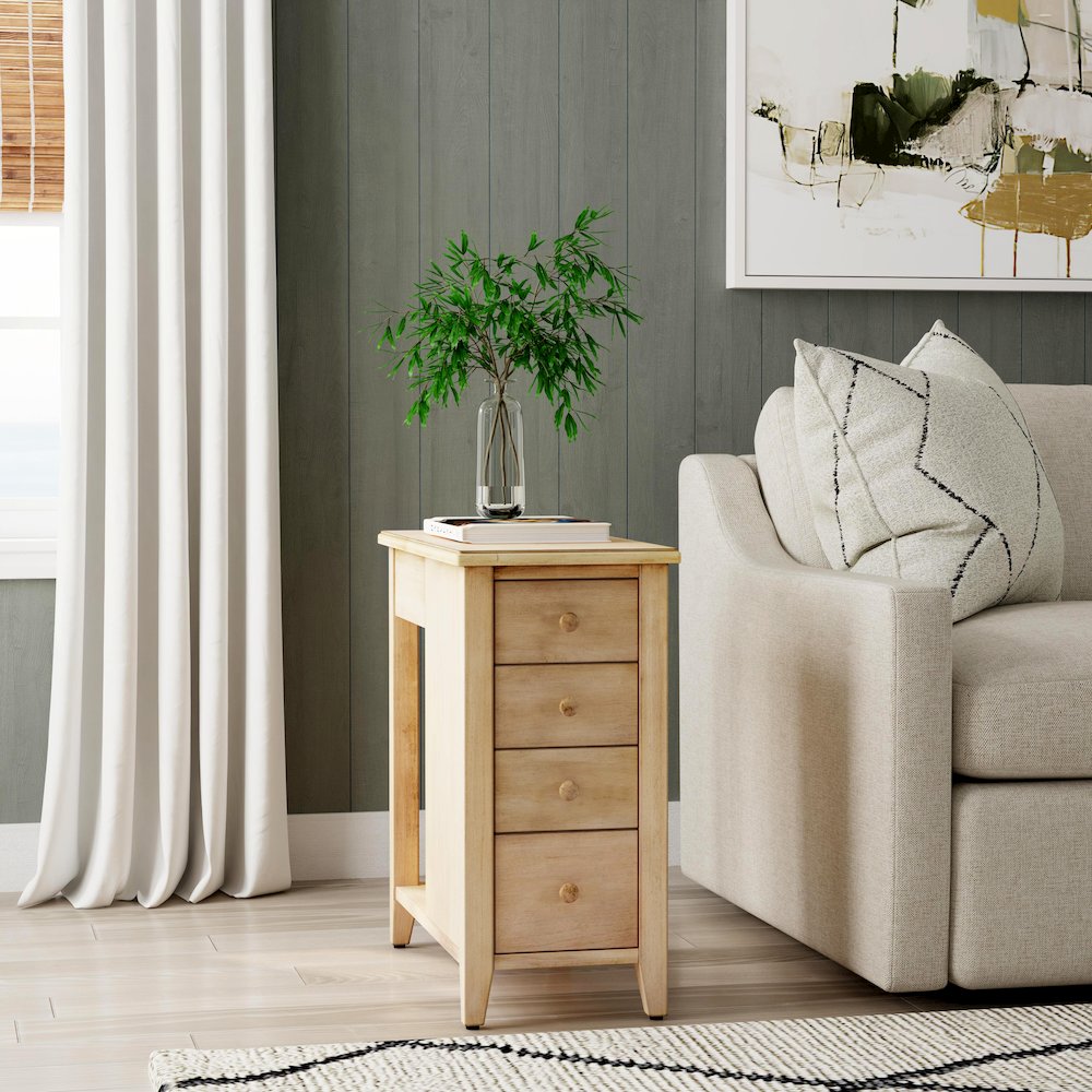 Kelton 4 Drawer Side Table, Beige. Picture 2