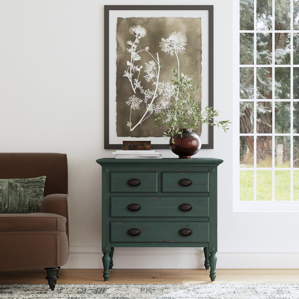 Easterbrook 31.5 in. W Wood 4 Drawer Accent Chest, Green. Picture 2