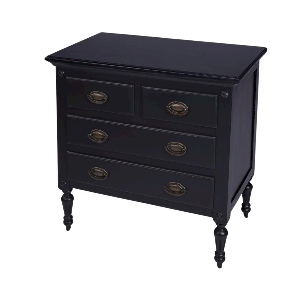 Black Chest of Drawers – 4 Drawer Dresser for Bedroom Wooden Storage. Picture 1