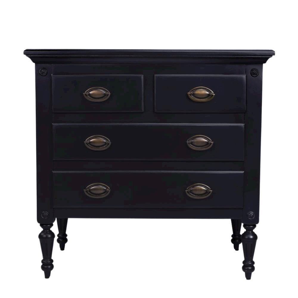 Black Chest of Drawers – 4 Drawer Dresser for Bedroom Wooden Storage. Picture 4
