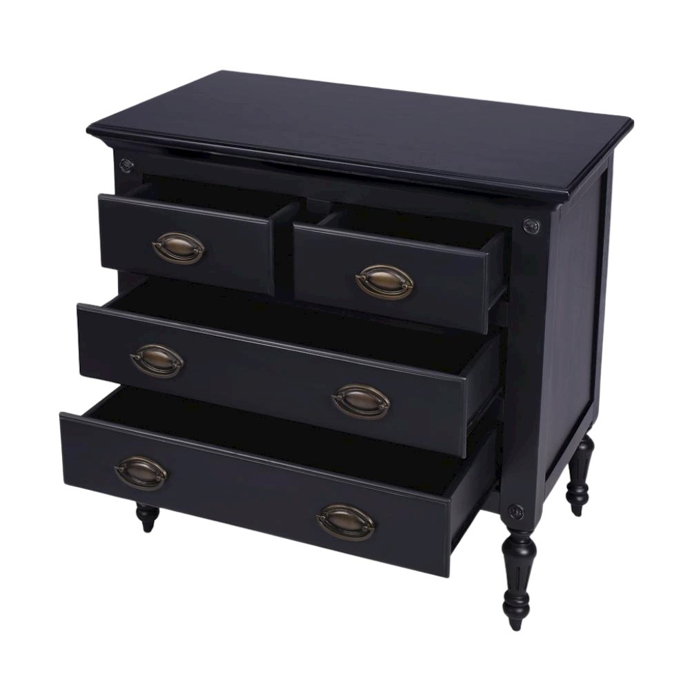Black Chest of Drawers – 4 Drawer Dresser for Bedroom Wooden Storage. Picture 5