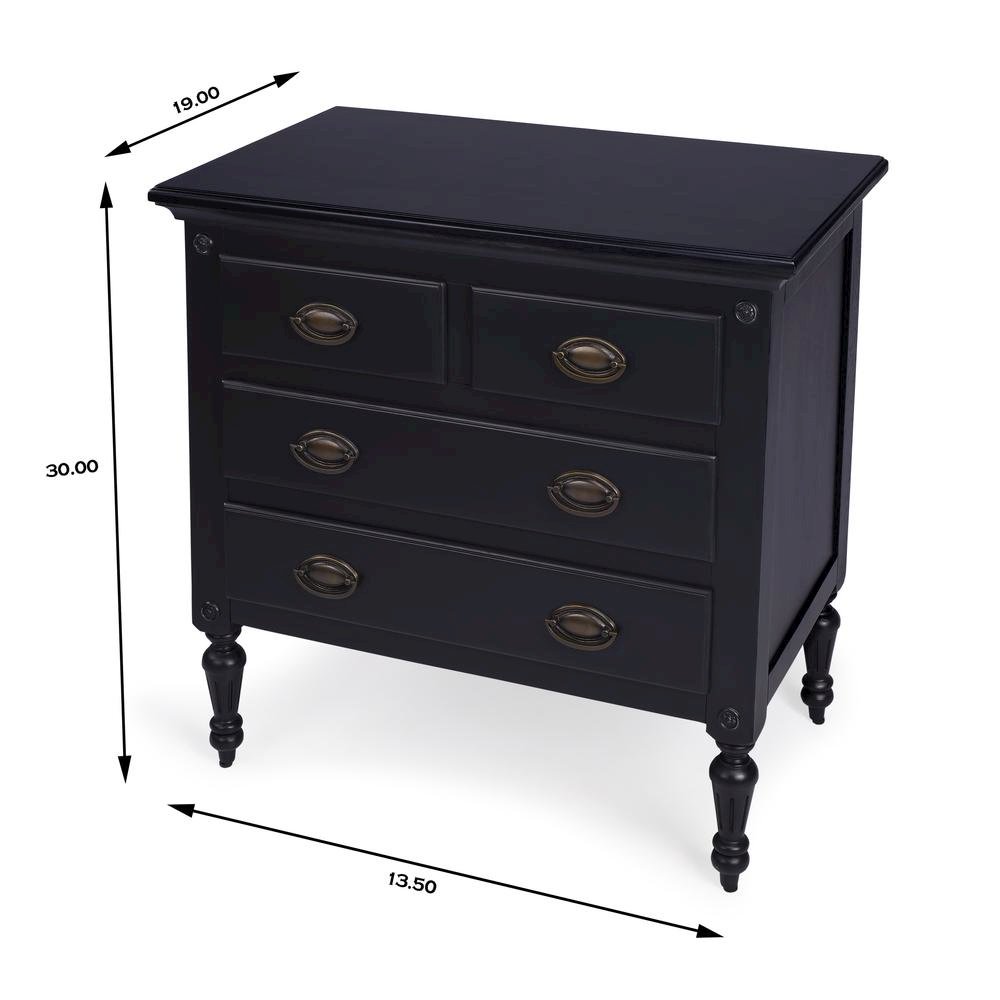 Black Chest of Drawers – 4 Drawer Dresser for Bedroom Wooden Storage. Picture 8