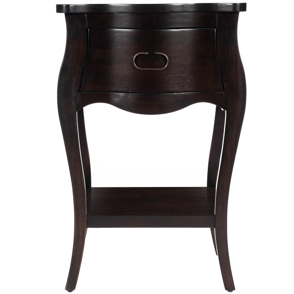 Rochelle 1 Drawer Nightstand, Dark Brown. Picture 2