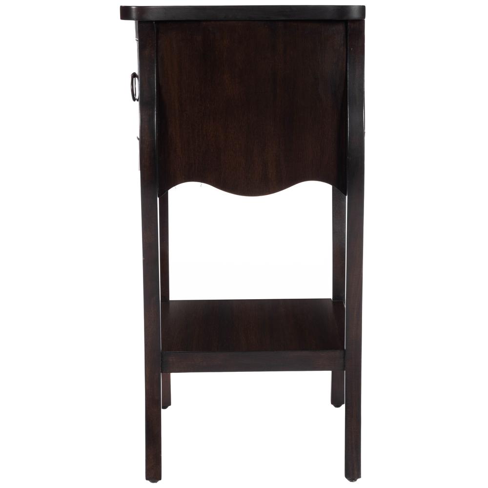 Rochelle 1 Drawer Nightstand, Dark Brown. Picture 3